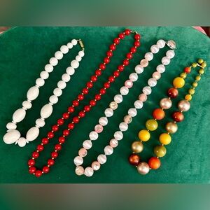 Beautiful Vintage Multicolor Bead Necklaces Lot of 4